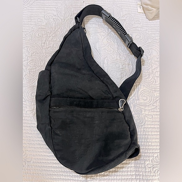 AMERIBAG DISTRESSED NYLON HEALTHY BACK BAG TOTE® (MEDIUM) black